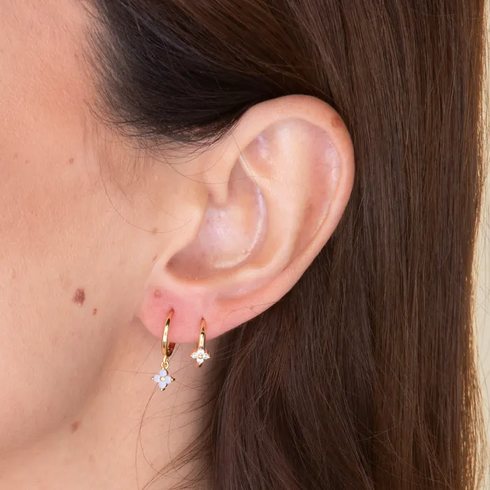 Earrings Camile Stone Clover Opal Hoop Earrings