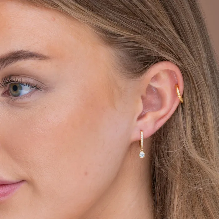 Earrings Camile Stone Sapphire Drop Hoop Earrings