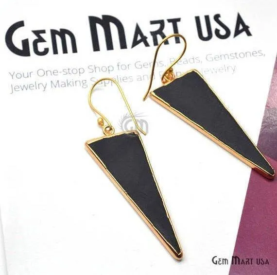 Earrings GemMartUSA Black Copper Turquoise Sediment Jasper 50x19mm Tribal Trillion Gold Electroplated Hook Earring BJER90158