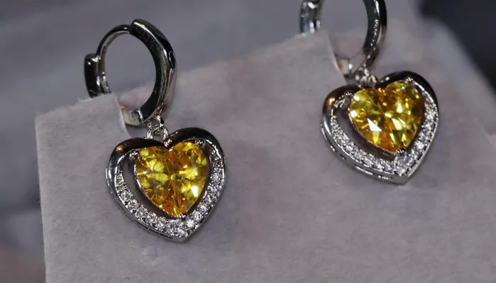 Earrings Lab Diamonds London Diamond Earrings Heart Earrings Yellow Diamond Heart Earrings Womens Earrings Heart earrings with Yellow Diamonds Hoop Earrings