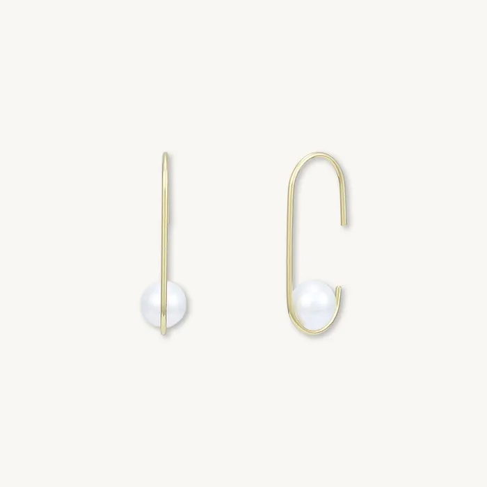 Earrings Paperclip Floating Pearl Earrings Camile Stone