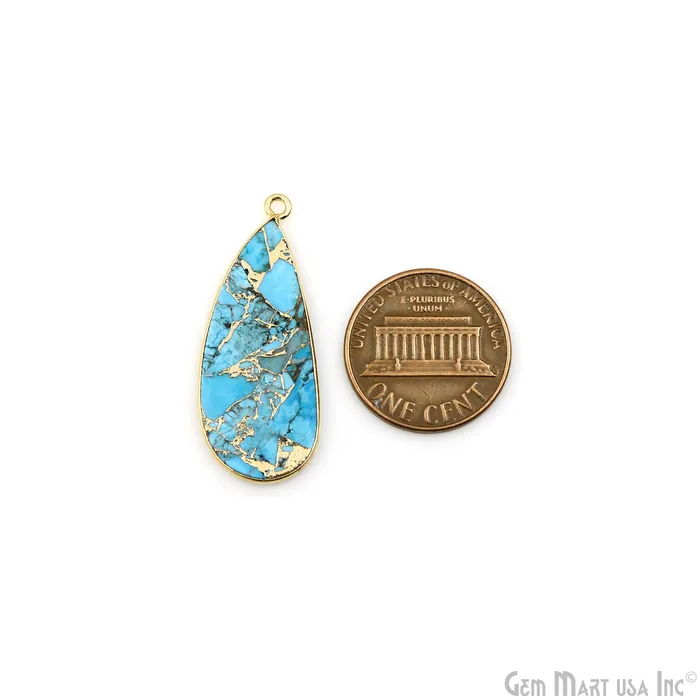 Earrings Turquoise Mohave 34x13mm Gold Plated Single Bail Earring Connector 1 Pair GemMartUSA