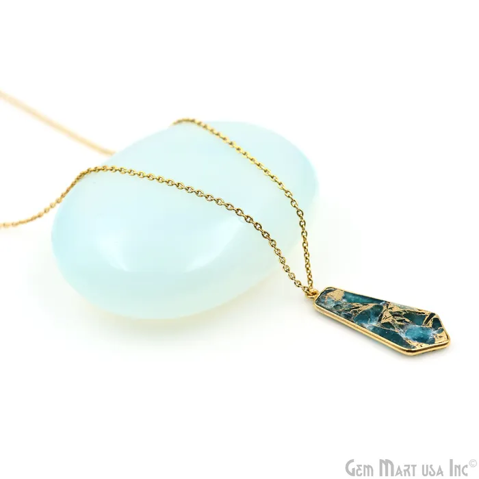 GemMartUSA Sky Blue Mohave 30x13mm Gold Plated Single Bail Earring Connector 1 Pair Earrings