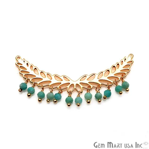 Gemstone Beads Leaf Shape 44x6mm Gold Plated Necklace Pendant GemMartUSA Necklaces