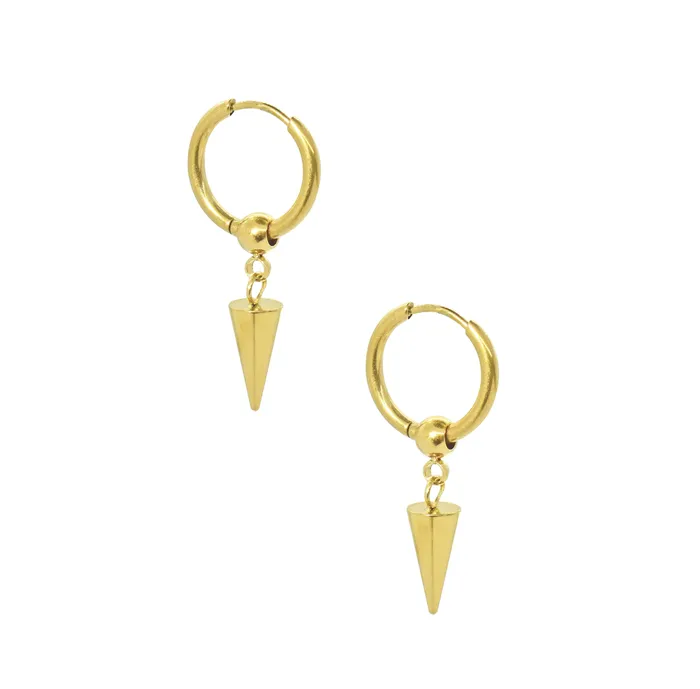 GOLD DAINTY SPIKE HUGGIE EARRINGS SAMPLE Mai Dsire Earrings