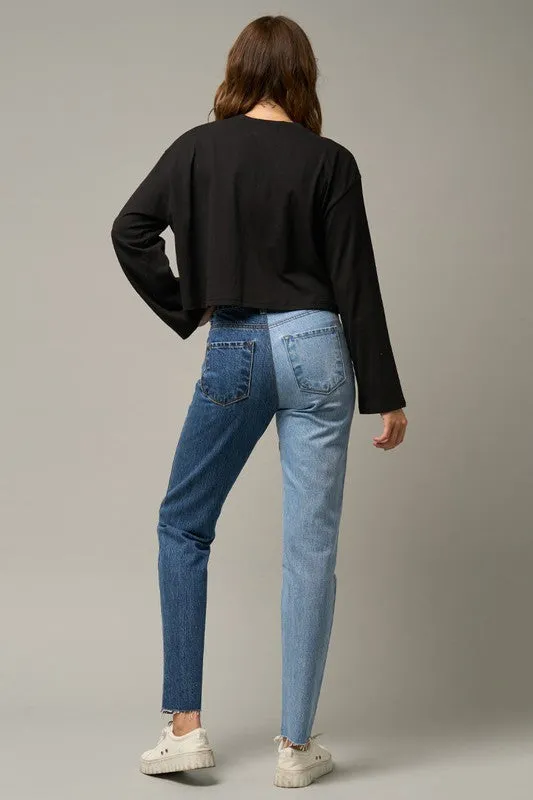 Insane Gene High Rise Two Tone Straight Jeans Insane Gene Rings