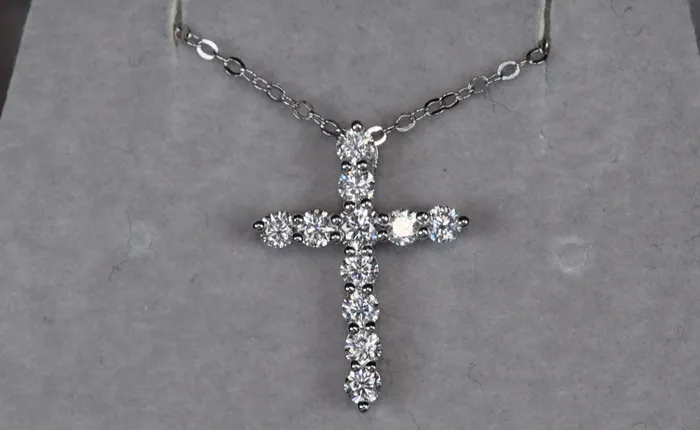Moissanite Diamond Cross Necklace Moissanite Diamond Cross Pendants Lab Diamonds London Necklaces