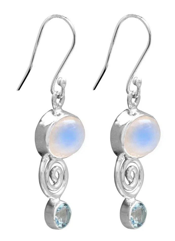 Moonstone Blue Topaz 925 Solid Sterling Silver Earrings YoTreasure Earrings