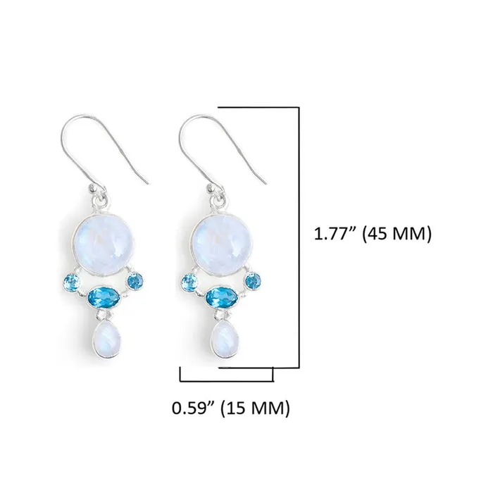Moonstone Swiss Blue Topaz Solid 925 Sterling Silver Dangle Earrings Jewelry YoTreasure Earrings