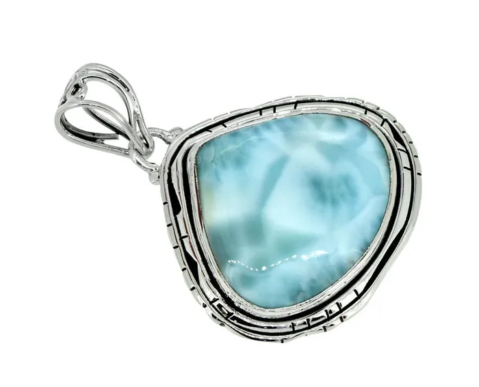 Necklaces Natural Larimar Solid 925 Sterling Silver Pendant 1 34 YoTreasure