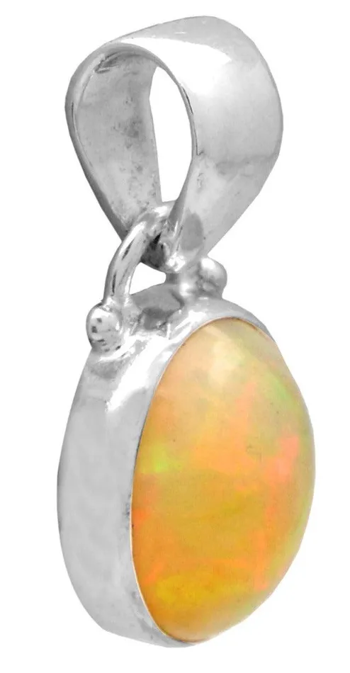 Necklaces YoTreasure Ethiopian Opal 1Inch 925 Solid Sterling Silver Pendant With 18 Inch Chain Necklace Silver Jewelry