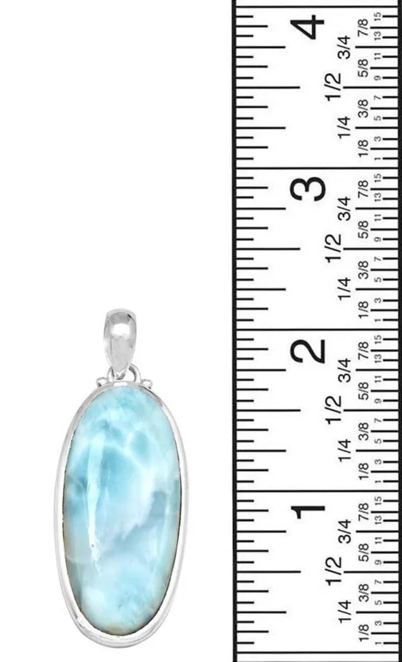 Necklaces YoTreasure Larimar 2 Long 925 Solid Sterling Silver Pendant With 18 Chain Necklace