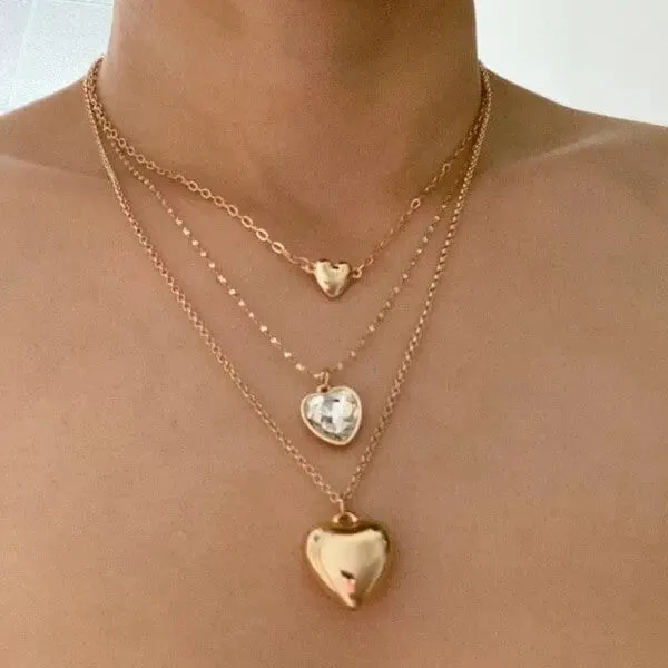 Poet Street Boutique Triple Heart Pendant Necklace Set Necklaces