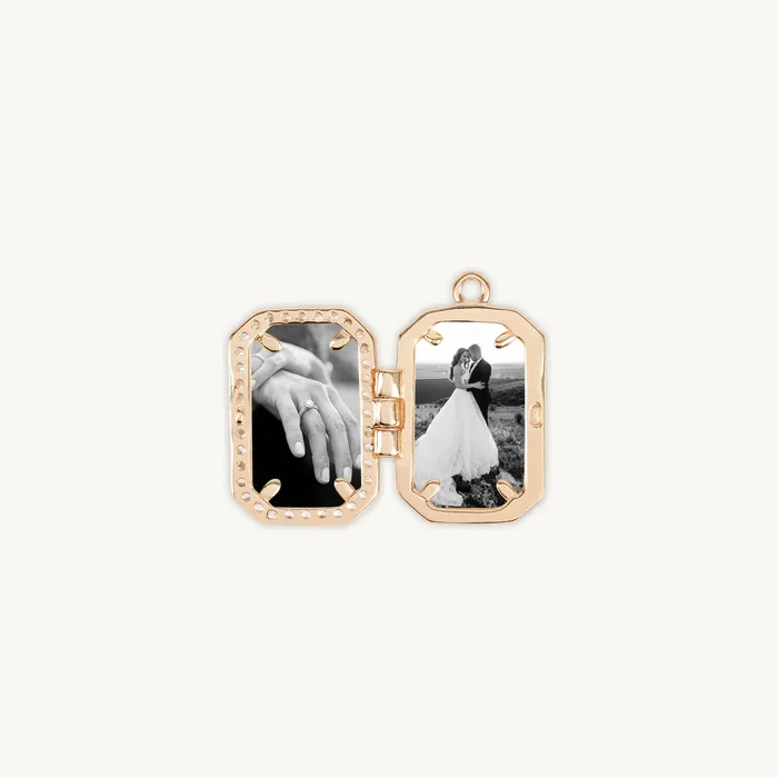 Rectangular Sapphire Photo Locket Necklace Camile Stone Necklaces