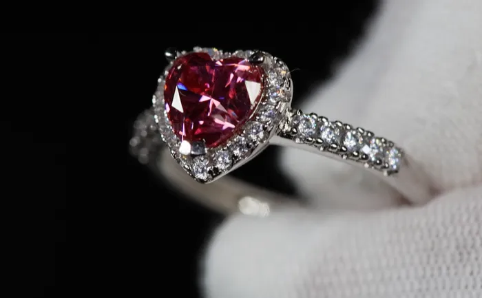 Rings Lab Diamonds London Pink Moissanite Diamond Heart Ring Pink Lab Diamond Engagement Ring