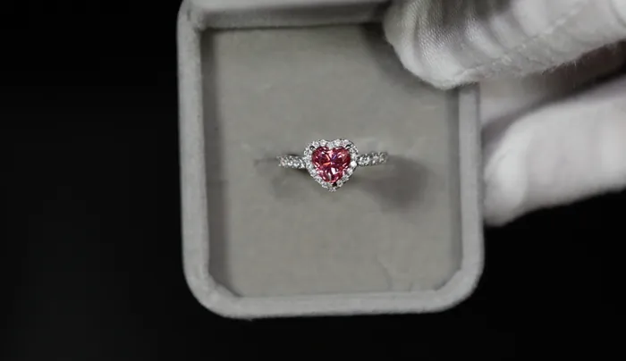 Rings Lab Diamonds London Pink Moissanite Diamond Heart Ring Pink Lab Diamond Engagement Ring