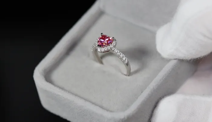 Rings Lab Diamonds London Pink Moissanite Diamond Heart Ring Pink Lab Diamond Engagement Ring