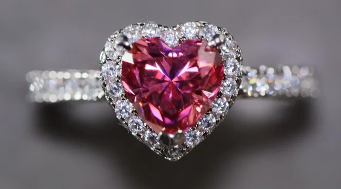 Rings Lab Diamonds London Pink Moissanite Diamond Heart Ring Pink Lab Diamond Engagement Ring