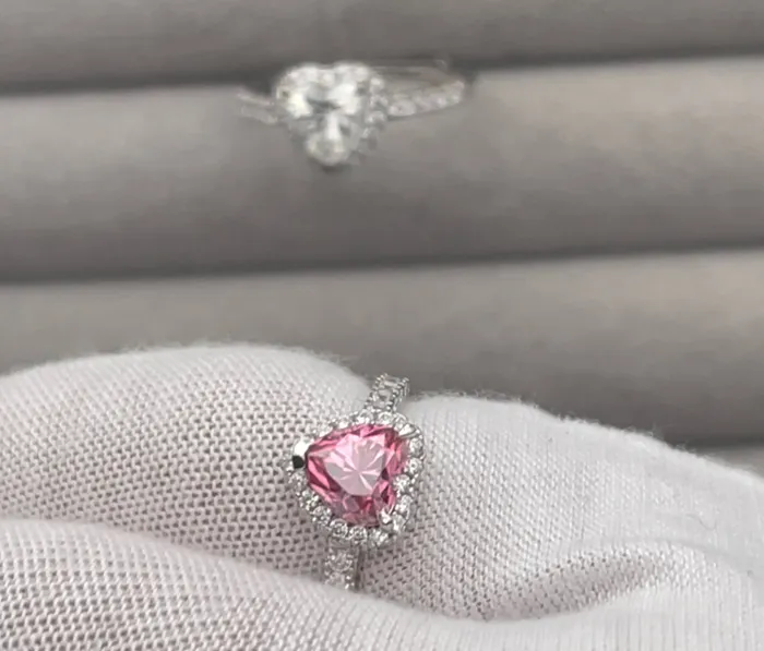 Rings Lab Diamonds London Pink Moissanite Diamond Heart Ring Pink Lab Diamond Engagement Ring