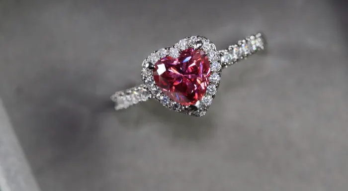 Rings Lab Diamonds London Pink Moissanite Diamond Heart Ring Pink Lab Diamond Engagement Ring