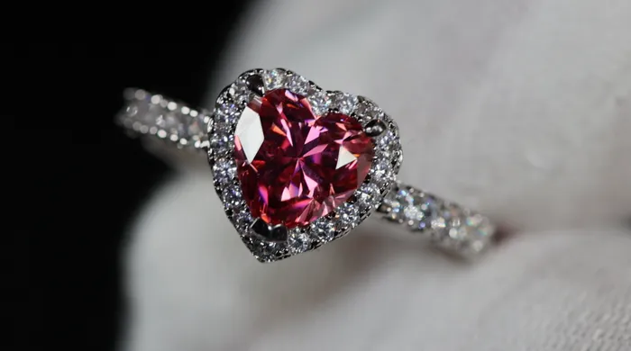 Rings Lab Diamonds London Pink Moissanite Diamond Heart Ring Pink Lab Diamond Engagement Ring