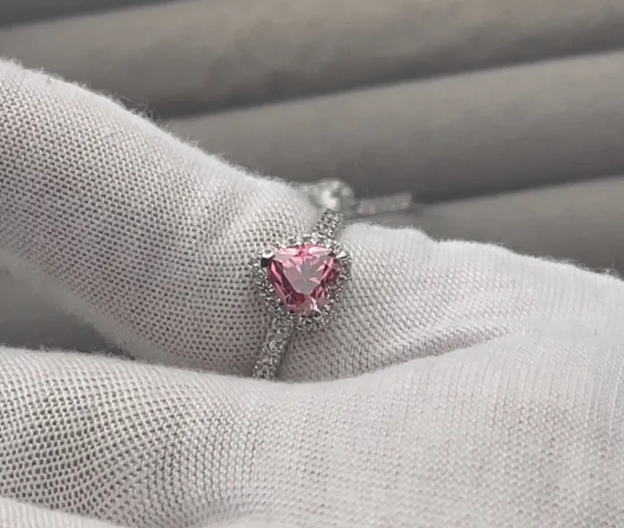 Rings Lab Diamonds London Pink Moissanite Diamond Heart Ring Pink Lab Diamond Engagement Ring