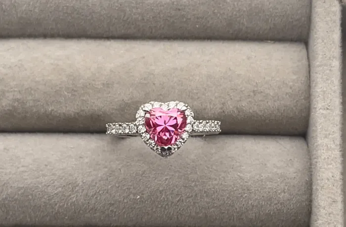 Rings Lab Diamonds London Pink Moissanite Diamond Heart Ring Pink Lab Diamond Engagement Ring