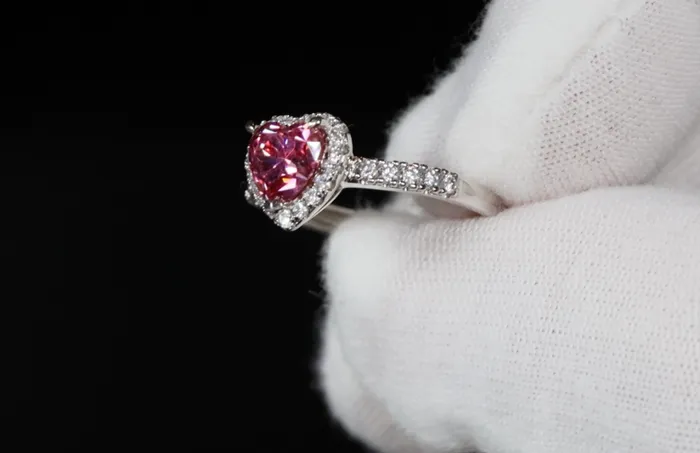 Rings Lab Diamonds London Pink Moissanite Diamond Heart Ring Pink Lab Diamond Engagement Ring