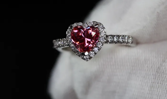 Rings Lab Diamonds London Pink Moissanite Diamond Heart Ring Pink Lab Diamond Engagement Ring