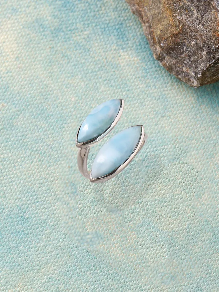 Rings Natural Larimar Solid 925 Sterling Silver Designer Ring Jewelry YoTreasure