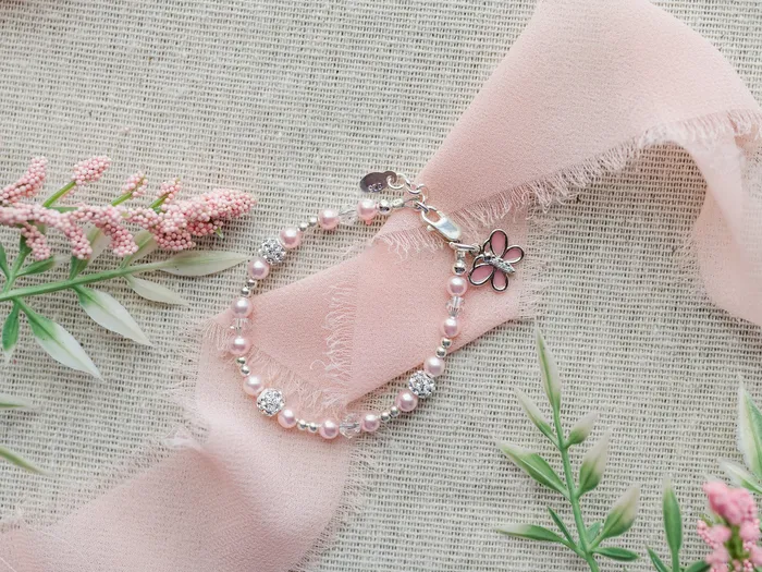 Sterling Silver Pink Butterfly Bracelet for Babies Toddlers and Little Girls Cherished Moments Bracelets