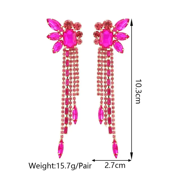 SWEET T 52 Earrings Gorgeous Women and Girls Drop Earrings in 6 Brilliant Colors Rose Red Blue Green Black White and Champagne