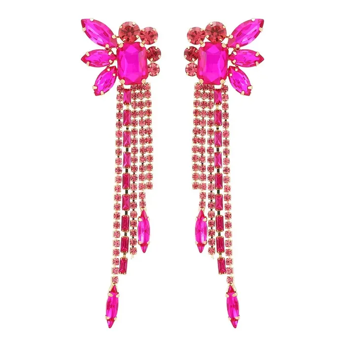SWEET T 52 Earrings Gorgeous Women and Girls Drop Earrings in 6 Brilliant Colors Rose Red Blue Green Black White and Champagne