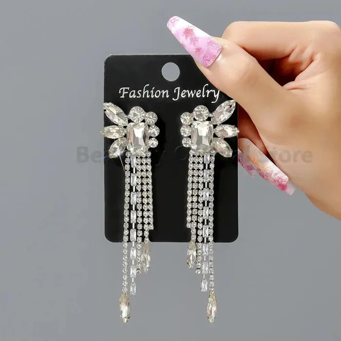 SWEET T 52 Earrings Gorgeous Women and Girls Drop Earrings in 6 Brilliant Colors Rose Red Blue Green Black White and Champagne