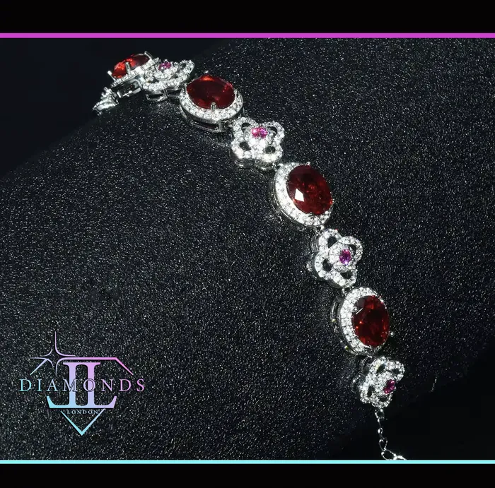 Womens Red Diamond Bracelet Ruby Bracelet Red Diamond Bracelet Lab Diamonds London Bracelets