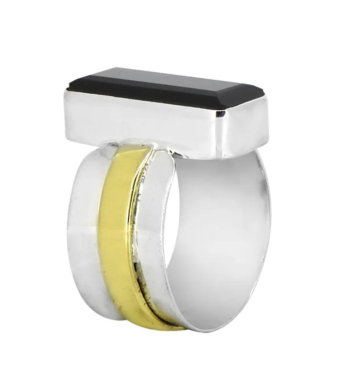 YoTreasure Black Onyx Solid 925 Sterling Silver Brass Statement Ring Genuine Gemstone Jewelry Rings YoTreasure Black Onyx Solid 925 Sterling Silver Brass Statement Ring Genuine Gemstone Jewelry Rings