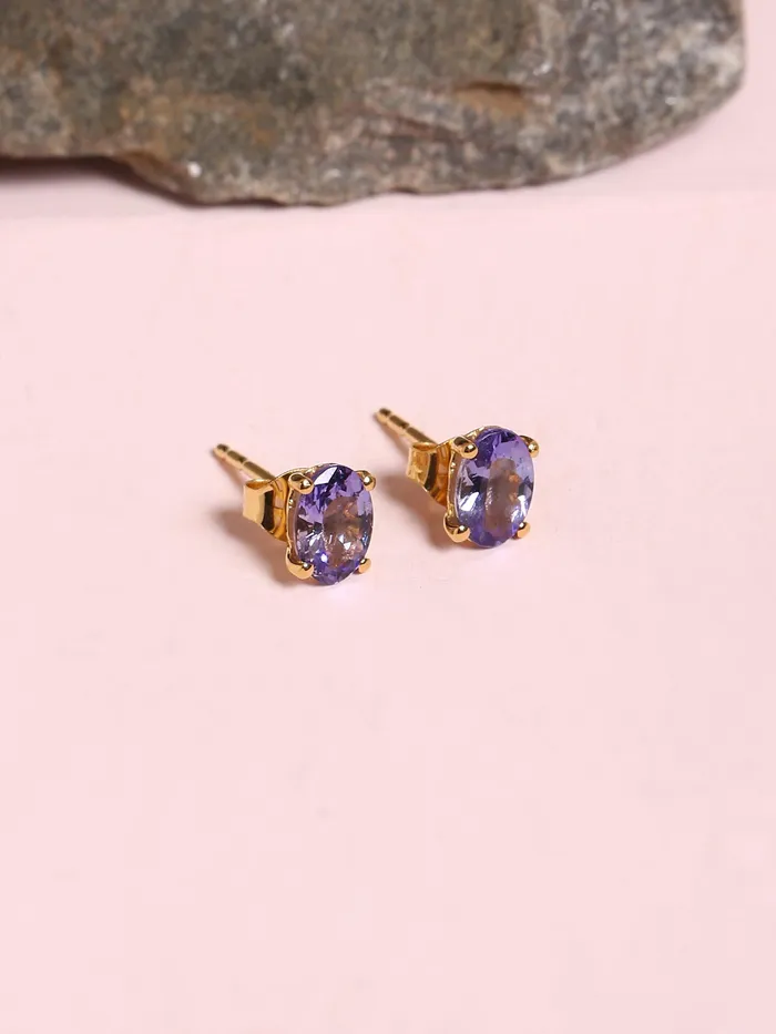 YoTreasure Earrings 162 Ct Tanzanite Solid 10k Yellow Gold Stud Earrings Jewelry
