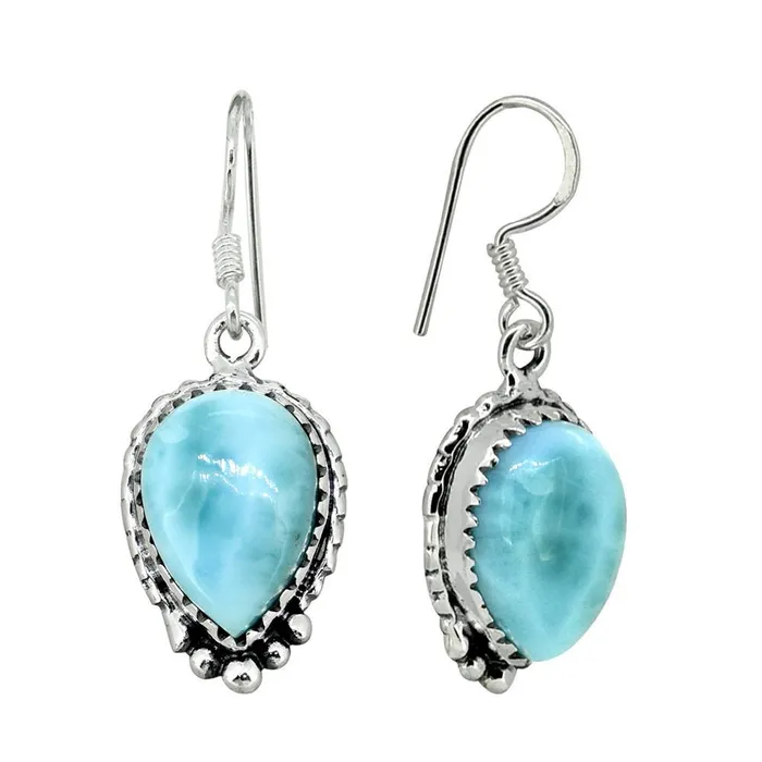 YoTreasure Earrings Larimar Solid 925 Sterling Silver Dangle Earrings