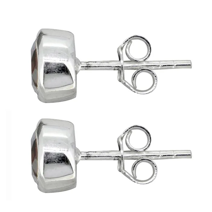 YoTreasure Earrings Natural Garnet Solid 925 Sterling Silver Stud Earrings Jewelry