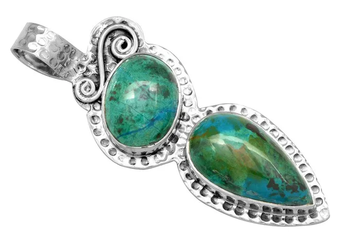 YoTreasure Necklaces Chrysocolla 925 Solid Sterling Silver Pendant Necklace Silver Jewelry