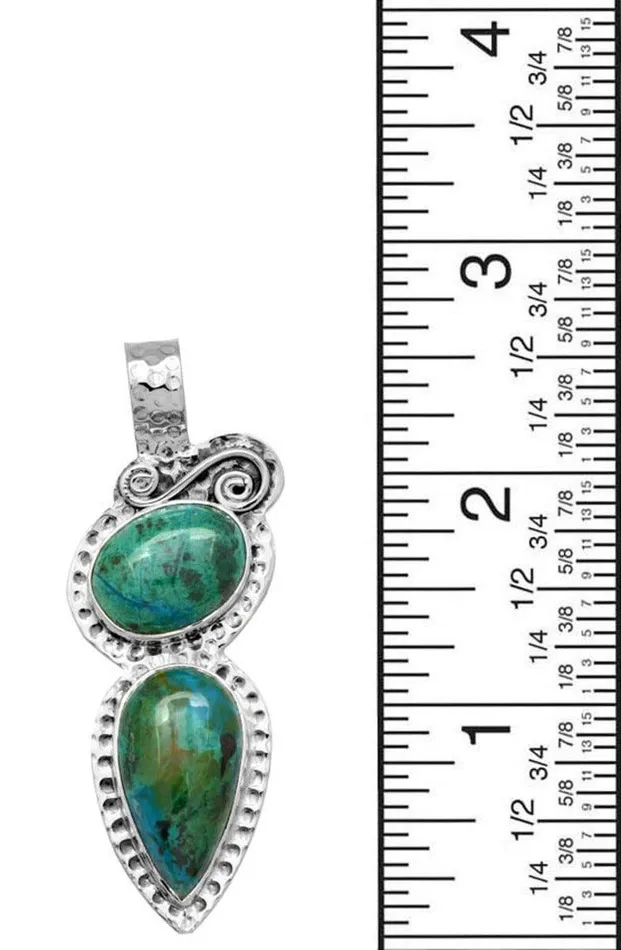 YoTreasure Necklaces Chrysocolla 925 Solid Sterling Silver Pendant Necklace Silver Jewelry