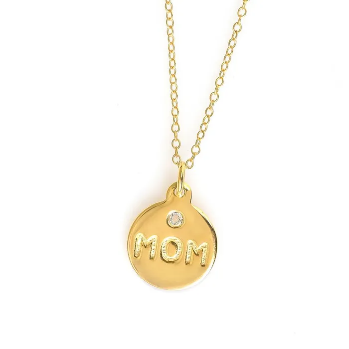 YoTreasure Necklaces White Topaz 925 Sterling Silver Gold Plated Chain MOM Pendant Jewelry