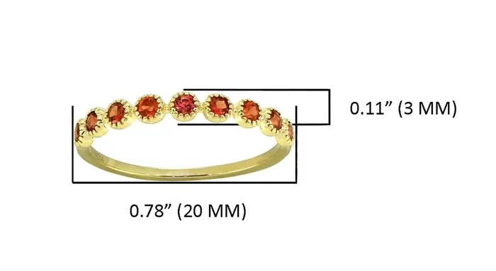 YoTreasure Rings 041 ct Orange Sapphire Solid 14k Yellow Gold Eternity Band Ring Jewelry